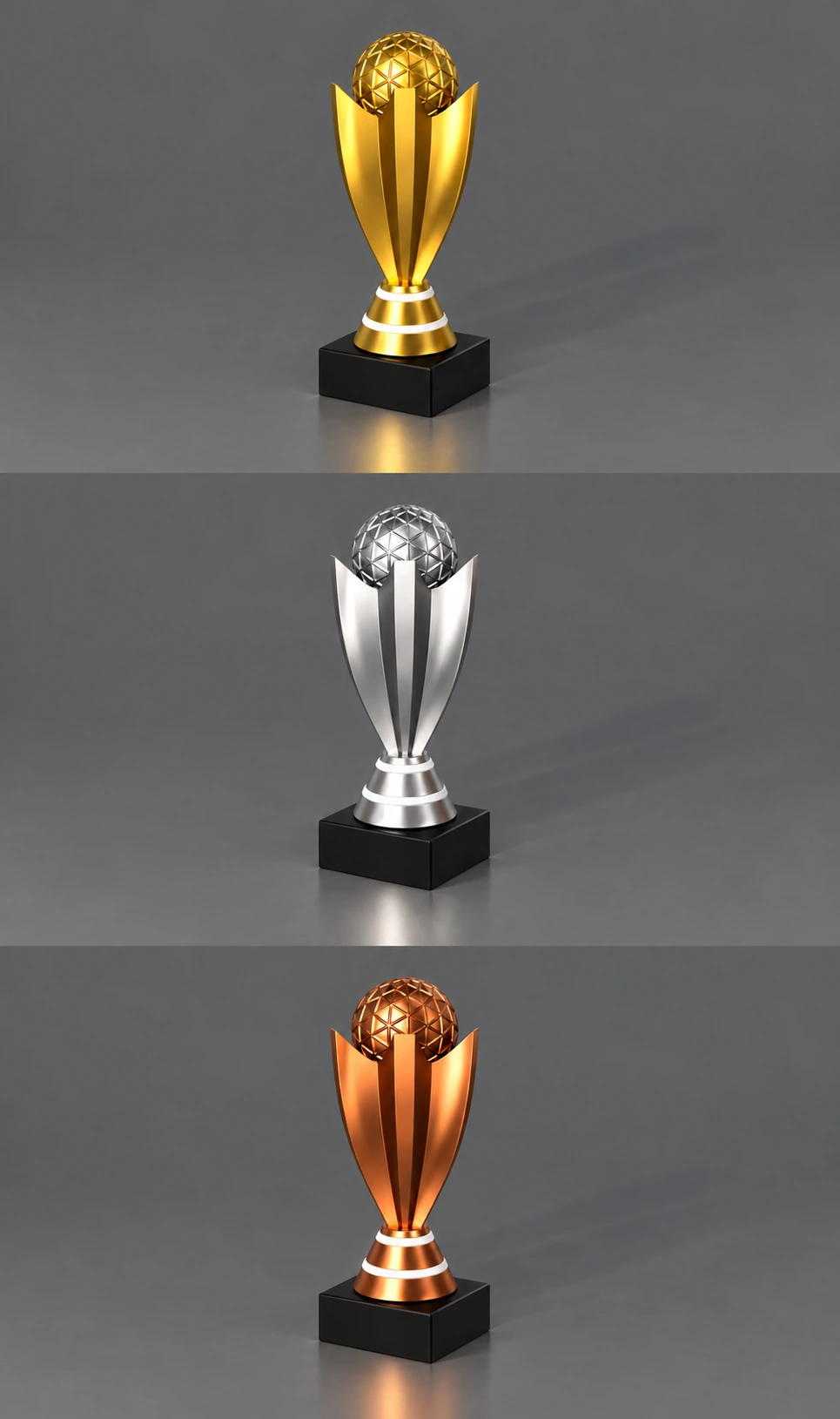 Montaje orientativo del trofeo Cenyt en acabado oro