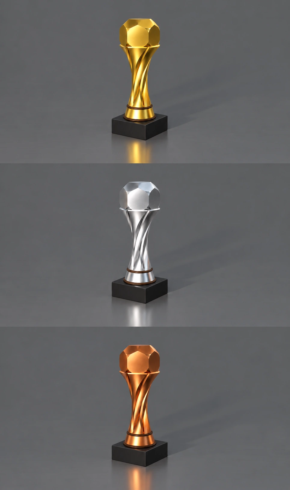 Montaje orientativo del trofeo Nyx en acabado oro
